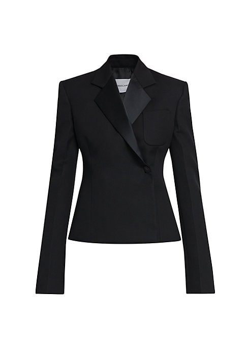 Satin Lapel Wool Blazer