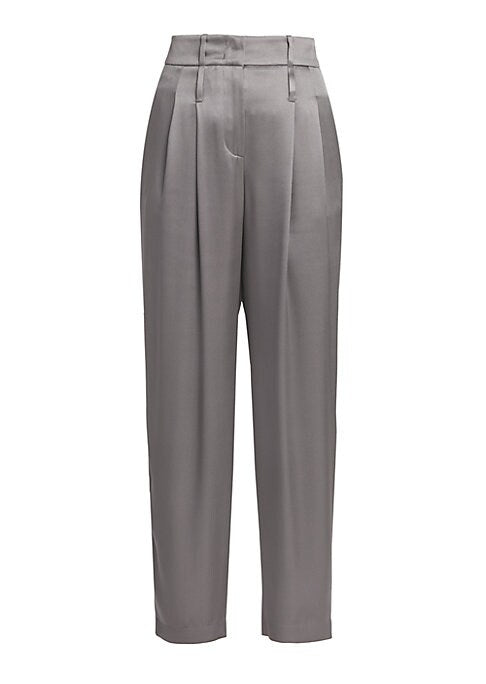 Silk Pleat Cropped Trousers