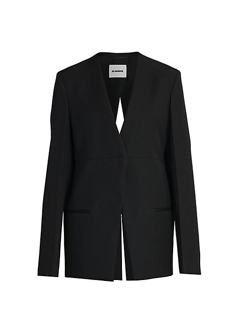 V-Neck Wool Blazer
