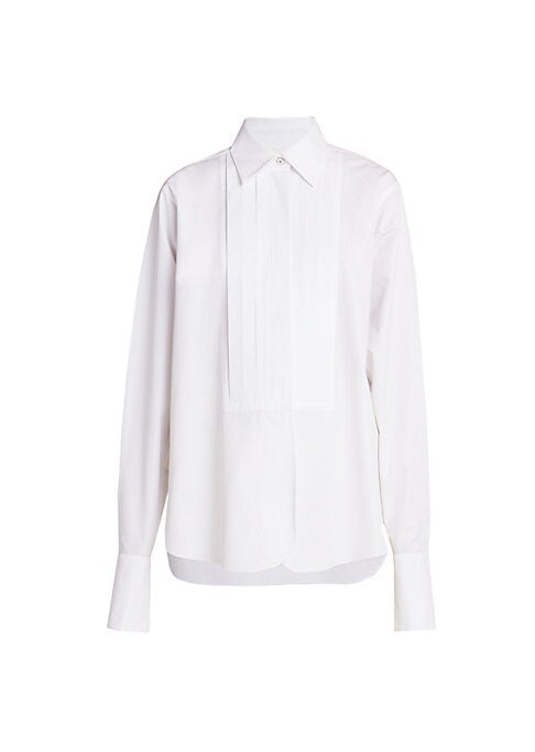 Chic Pleated Tuxedo Shirt