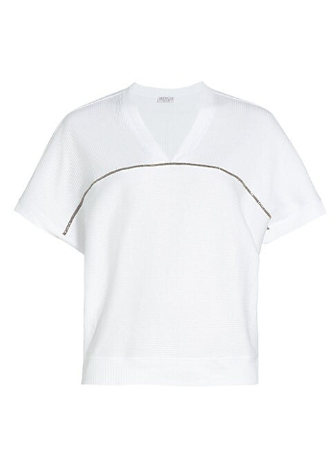 Draped Cotton V-Neck Tee