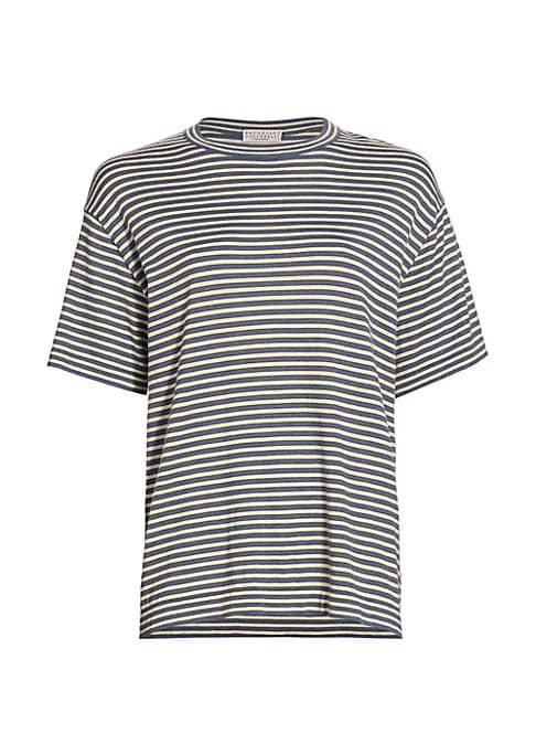 Metallic Stripe Cashmere Tee