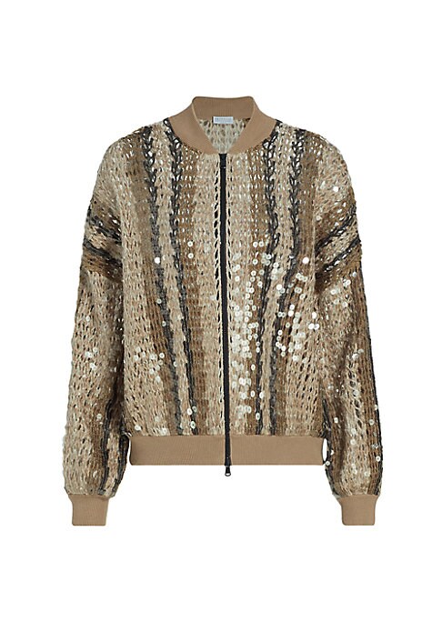 Glistening Knit Bomber Cardigan