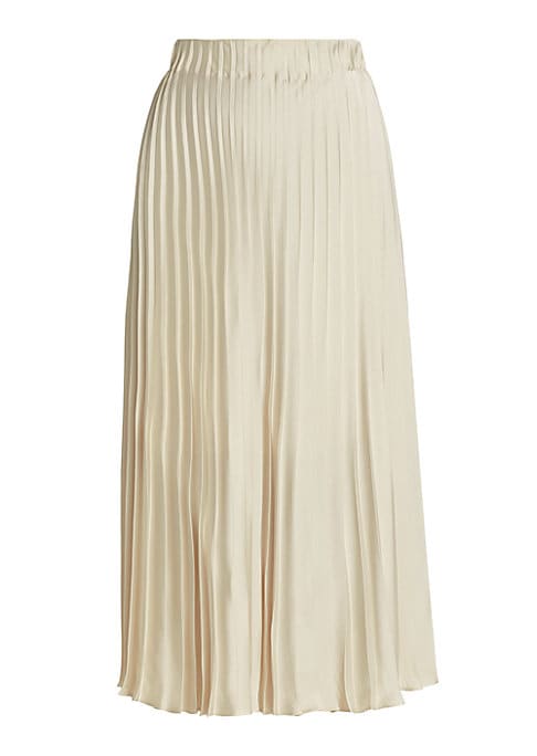 Satin Pleat Midi Skirt