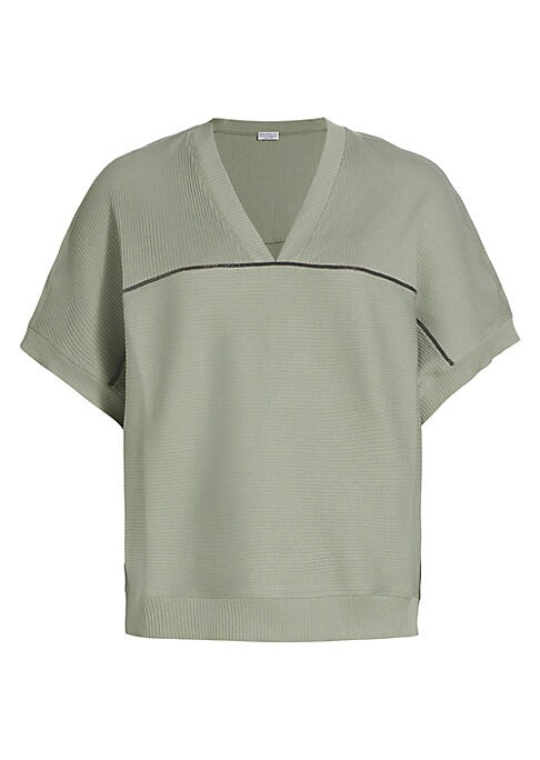 Draped Ribbed Cotton Tee