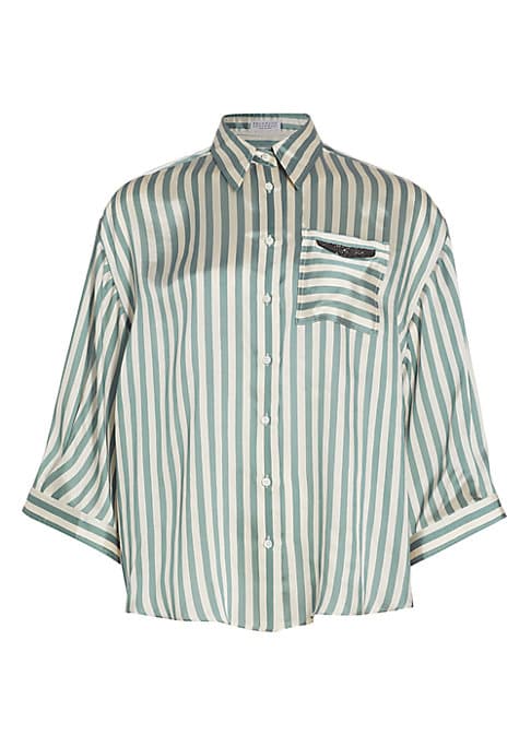 Striped Silk Relaxed Shirt