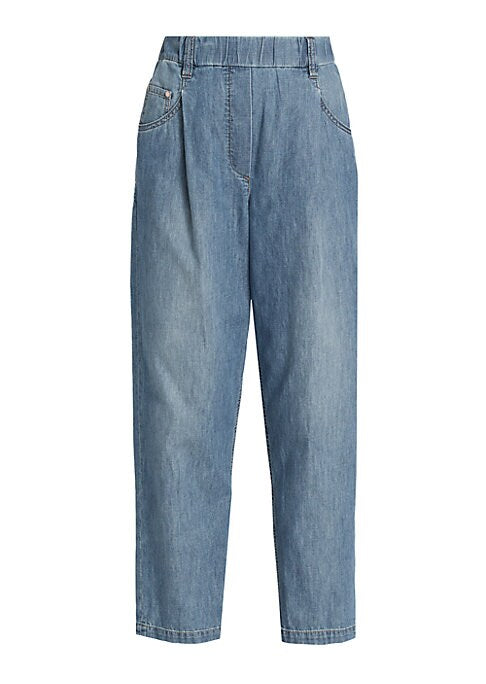 Pleated Denim Trousers