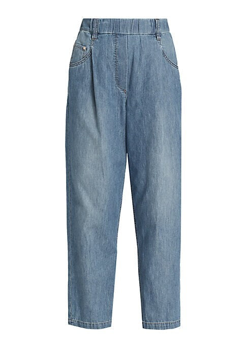 Pleated Relaxed Denim Pants