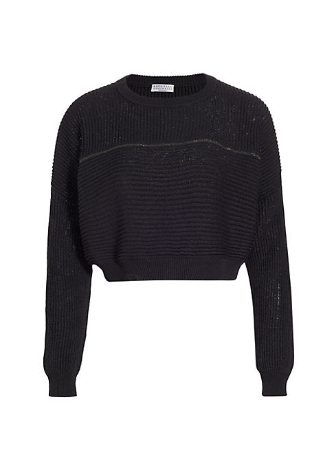 Monili Trim Crop Sweater