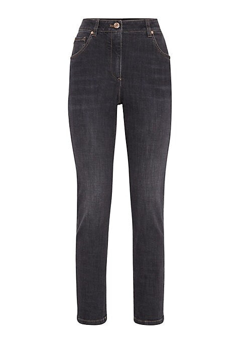 Sleek Leather-Trimmed Jeans