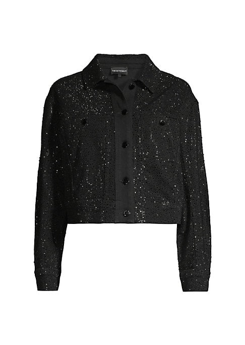 Glittering Denim Crop Jacket