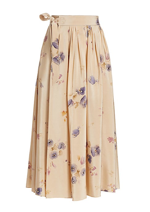 Blooming Silk Midi Skirt