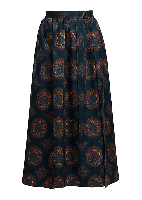 Rosette Silk A-Line Skirt