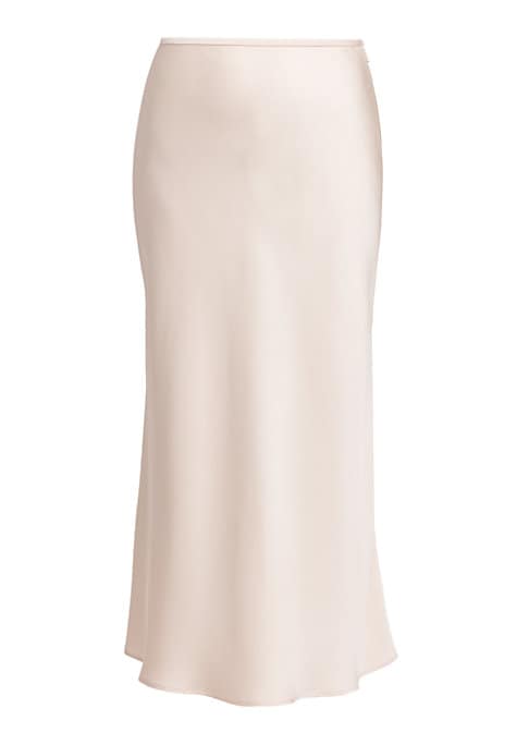 Silk Satin Midi Skirt