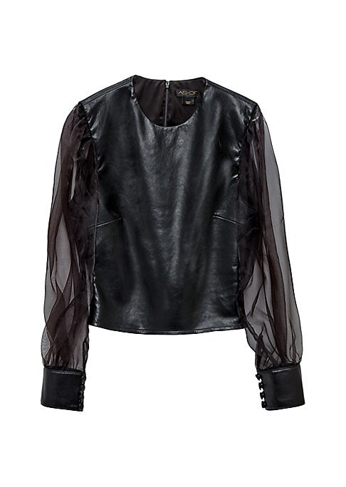 Puff Sleeve Leather Top