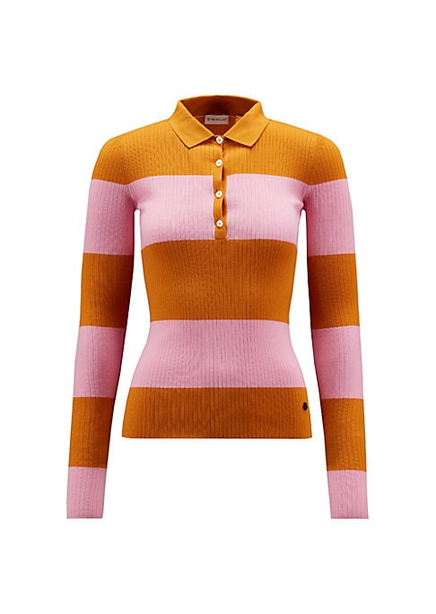 Rib-Knit Wool Polo Sweater