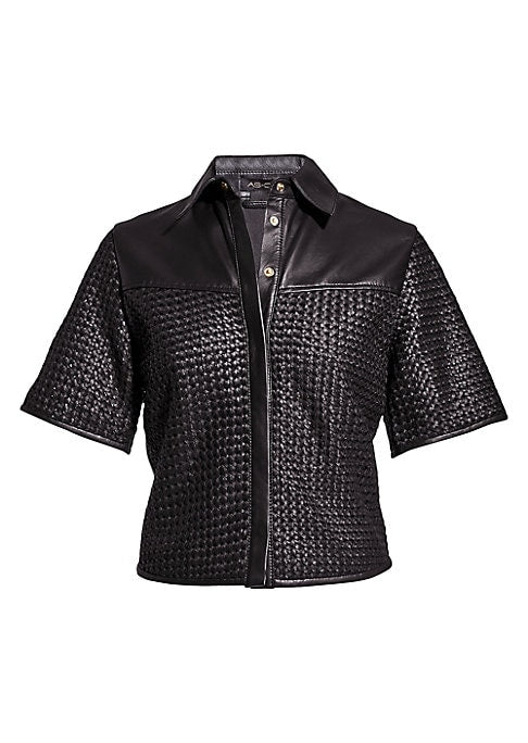 Artisan Leather Weave Top