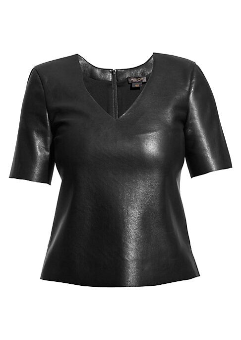 V-Neck Eco Leather Top