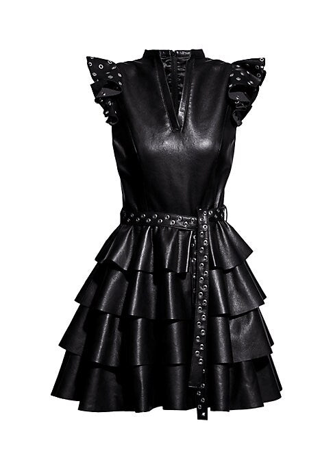 Edgy Tiered Leather Dress