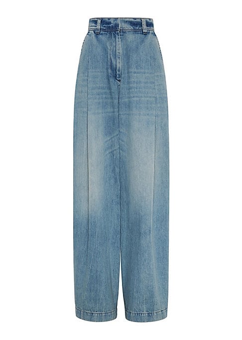Shiny Patch Wide Jeans