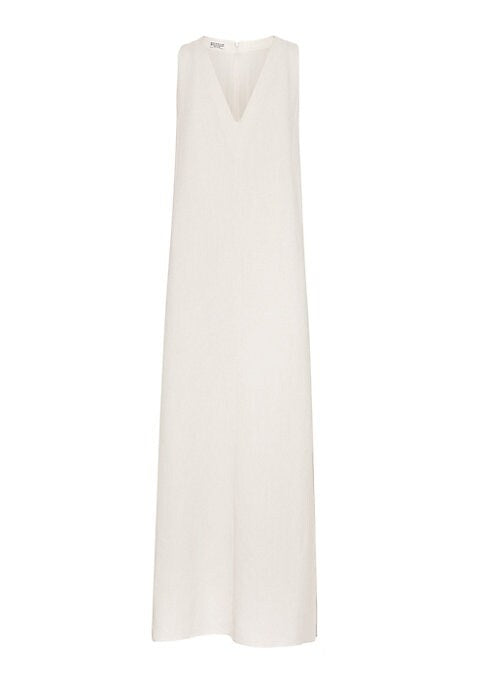 Fluid Twill Dress with Embellishment