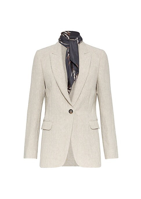 Chic Marine Linen Blazer