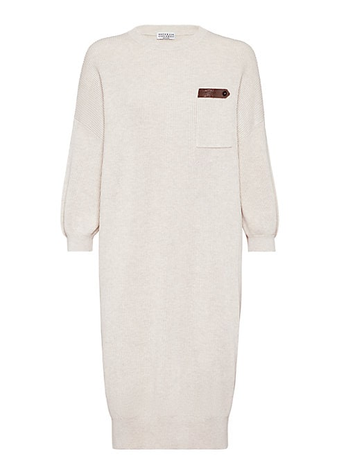 Button-Tab Knit Dress
