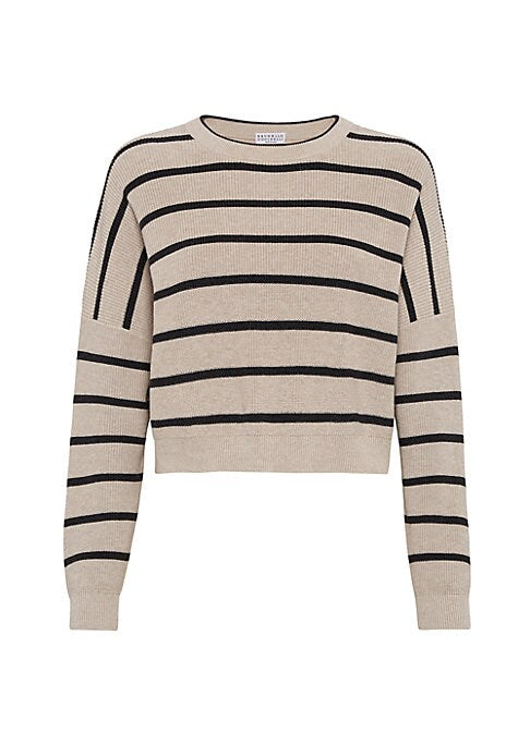 Ribbed Cotton Stripes Sweater