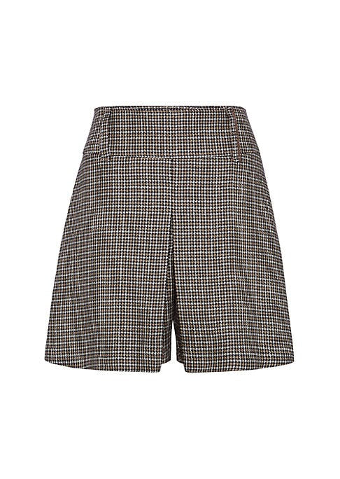 Lustrous Houndstooth Skirt-Pants