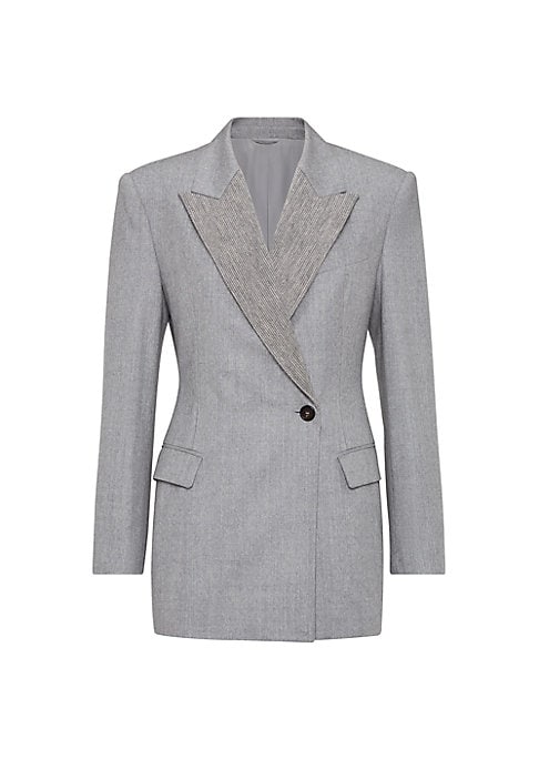 Elegant Mohair-Lapel Blazer