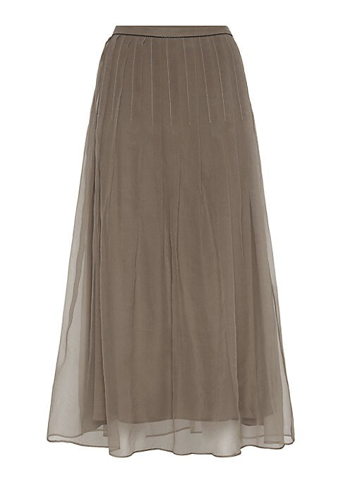 Shiny Pleated Silk Midi