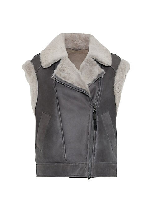 Chic Shearling Biker Vest