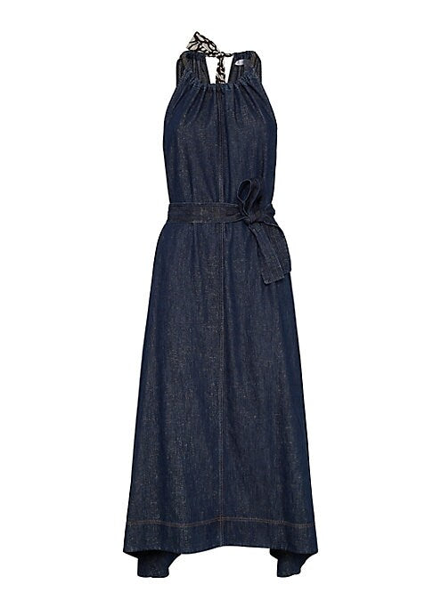 Chic Halterneck Denim Dress