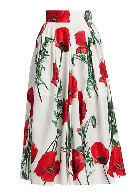 Vibrant Floral Pleated Skirt