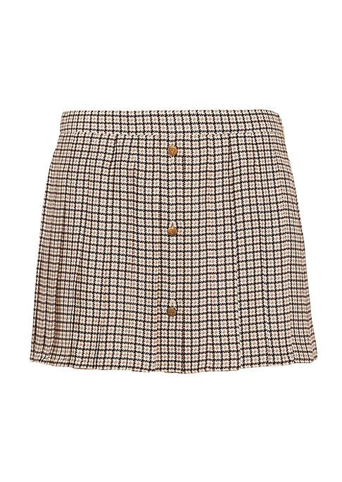 Houndstooth Pleated Skirt