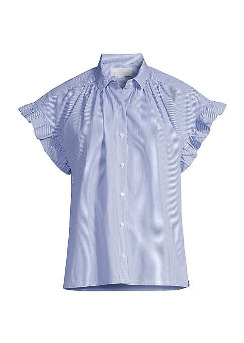 Ruffled Stripe Button Shirt
