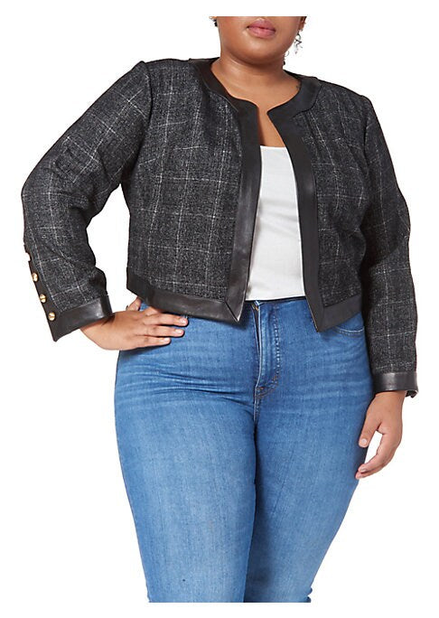 Chic Leather Trim Jacket