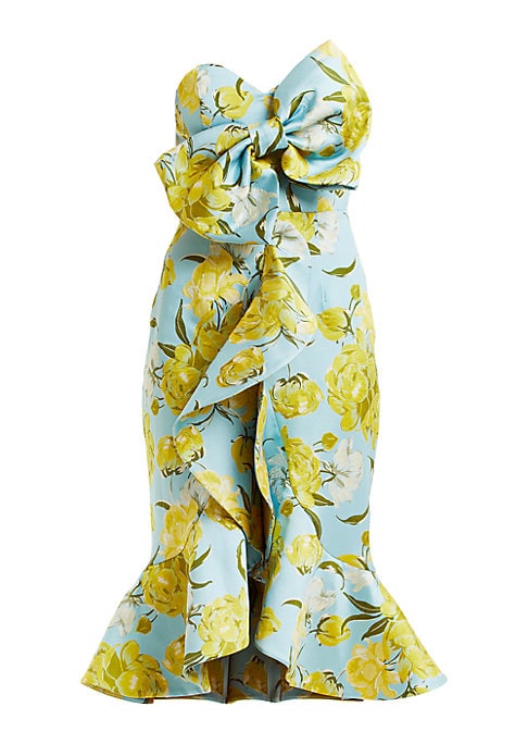 Bow Embellished Floral Midi Dress