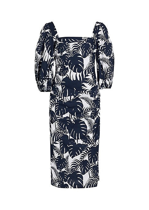 Playful Balloon-Sleeve Midi Dress