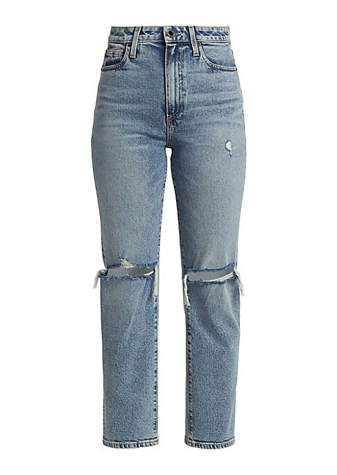 Distressed High-Waist Denim