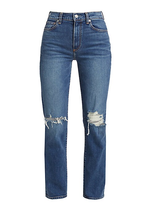 Distressed Straight-Leg Denim