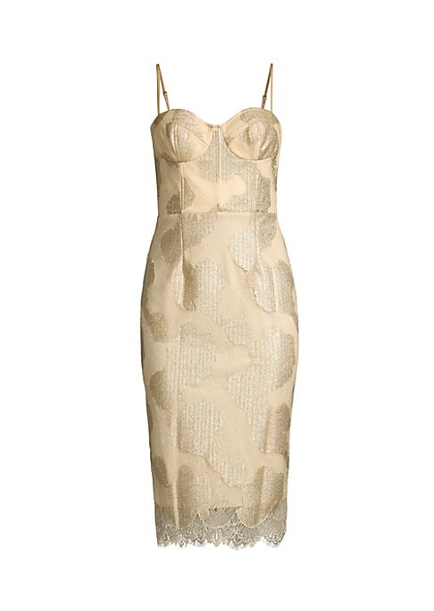 Lace-Trimmed Metallic Dress