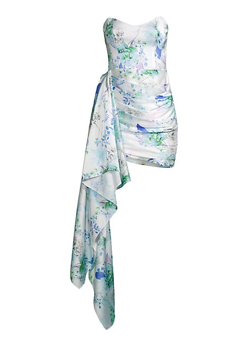 Draped Floral Mini Dress