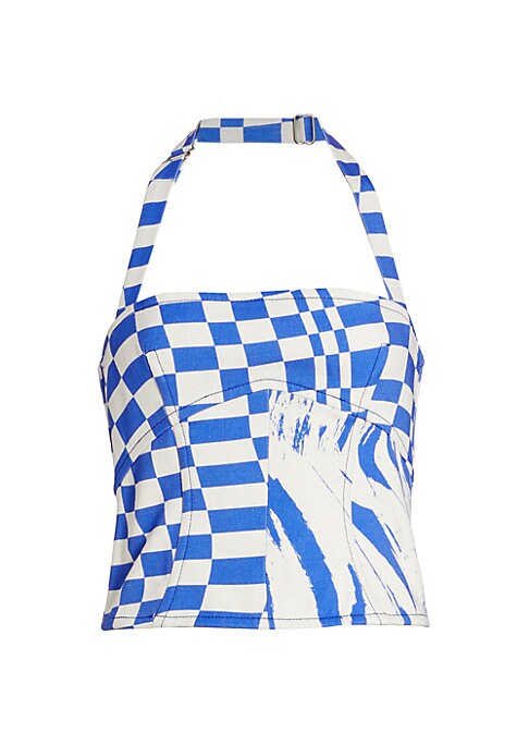 Patterned Cropped Halter Top