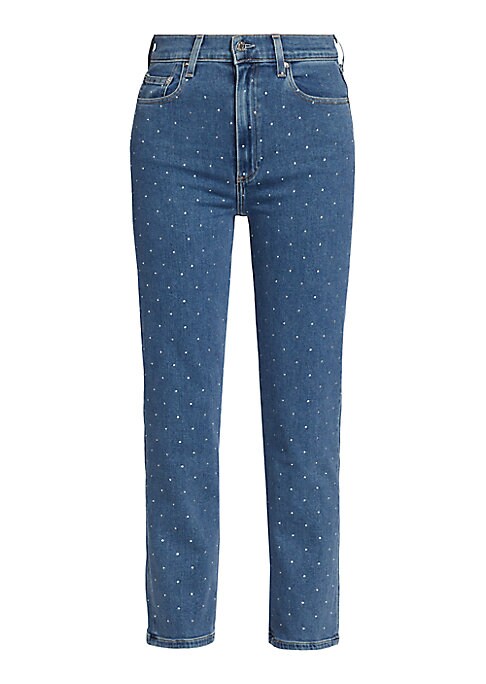 Crystal-Studded Straight Jeans