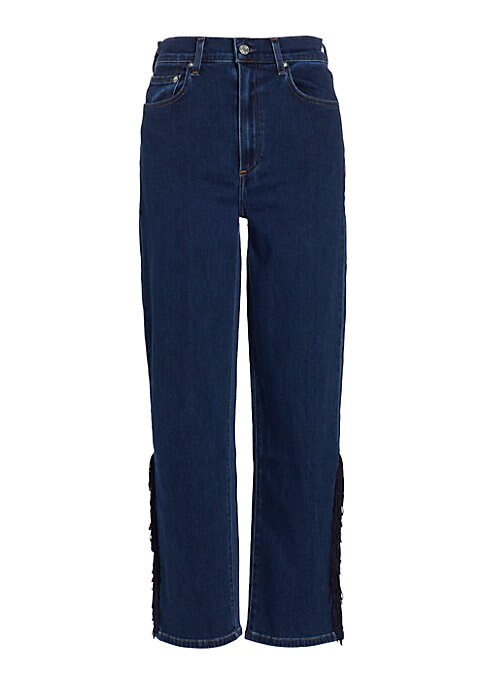 Fringe Crop Straight Jeans