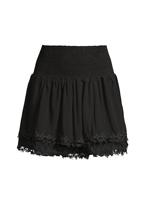 Lace Trim Tiered Skirt