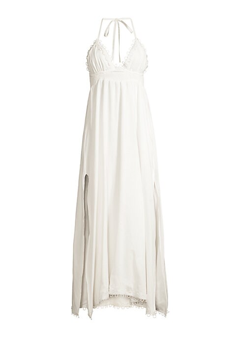 Lace Trim Halter Maxi Dress