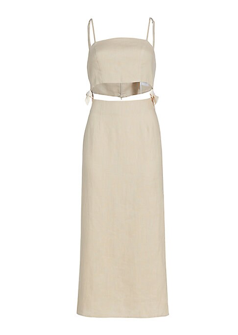 Cut-Out Linen Midi Dress