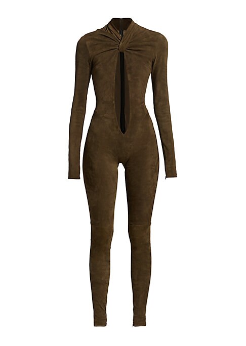 Sleek Suede Cut-Out Jumpsuit